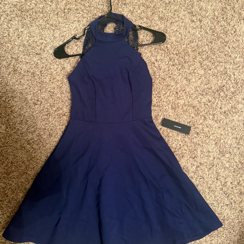 Lulu's Midnight Blue Halter Mini Dress